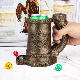 DND Dice Tower with Wolf Totem Design–Handcrafted Dice Rolling Tower & RPG Accessory–Durable Plastic Role-Playing Game Dice Holder, Pen Organizer & Beverage Rack for TTRPG & More (FF287C Bronze)