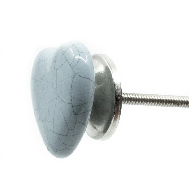 ETHNICITI Pack of 6 Heart Grey Crackle 40mm Ceramic Door