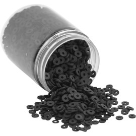 Mandala Crafts 8mm Black Polymer Clay Beads Kit for Friendship Bracelets - 1500 Black Heishi Beads Disc Beads for Jewelry Making Round Spacers - Flat Beads for Bracelets Making