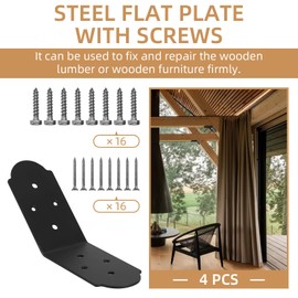 Rasugarlary 3" Angle Brackets, 2 Pcs Flush Inside 45 Degree Angle Bracket Carbon Steel Tie Plate Heavy Duty Connector Braces Inside Joint for Wood Post and Beam Desk Edge Box Pergola Gazebo DIY Kit