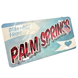 NEONBLOND Metal License Plate Greetings from Palm Springs, Vintage Postcard