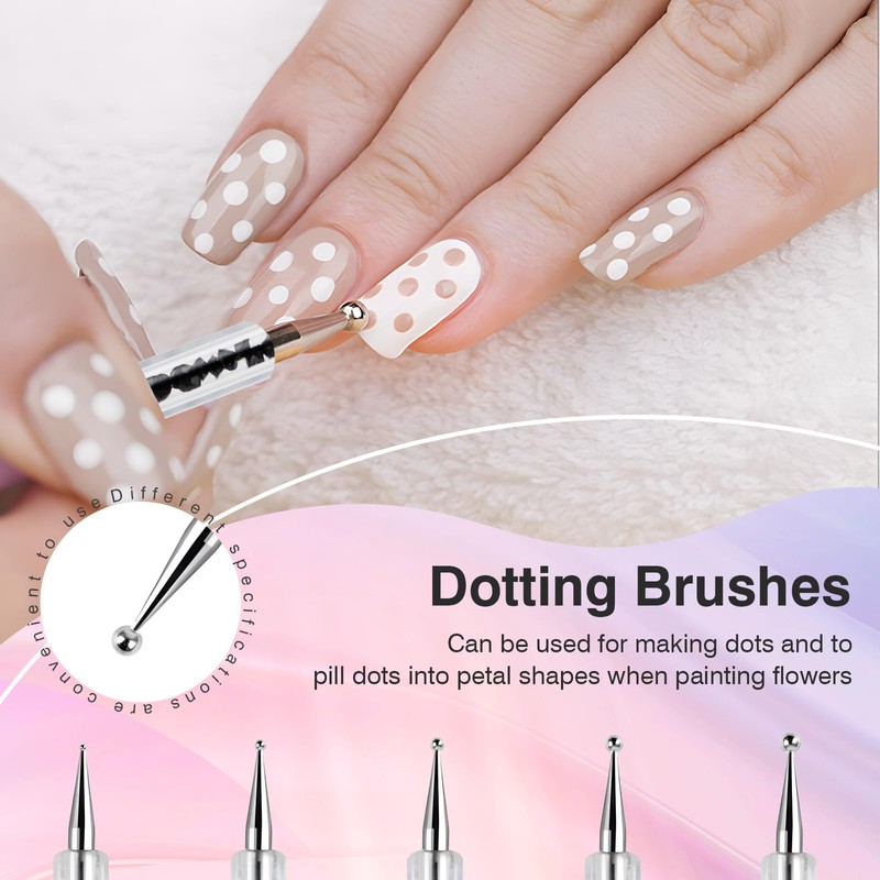 Nail Art Brushes 5PCS Nail Brush Set with Liner Brush