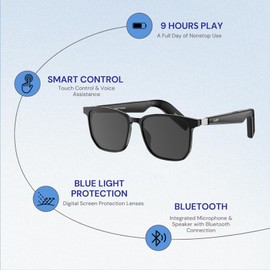 GetD AI Smart Bluetooth Sunglasses for Men and Women, Voice Control and Open Ear Style Smart Glasses Listen Music and Calls with Speakers IPX4 Waterproof Bluetooth Sunglasses