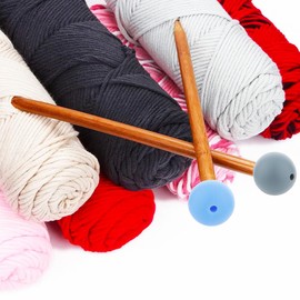 12 Pcs Beads Knitting Needle Stoppers, Round Shape Silicone Knitting Needles Point Protectors Needle Tip Cover Knitting Tool for Knitting Craft Quilting Sewing DIY Craft (Colors May Vary)