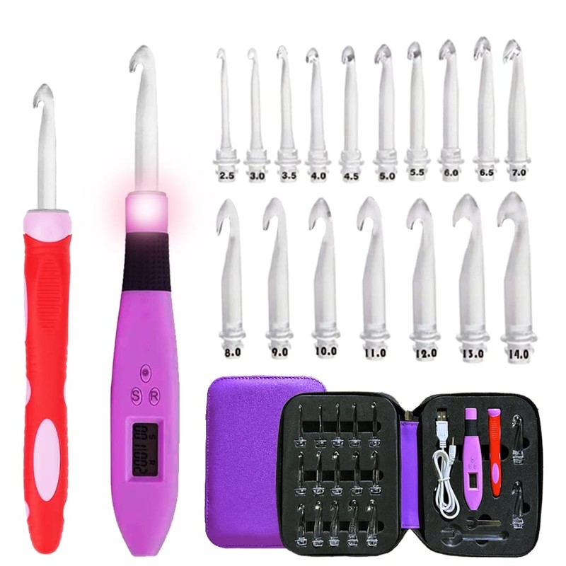 Crochet Hooks Light up Crochet Hook Set 17 Sizes Digital