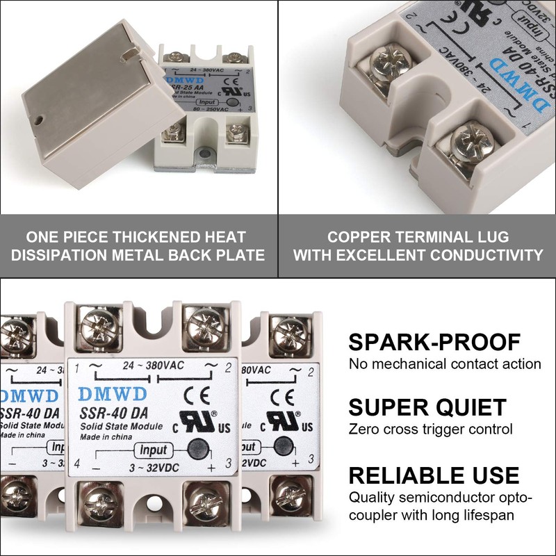 SSR-40DA Solid State Relay DC to AC (Input 3-32V DC