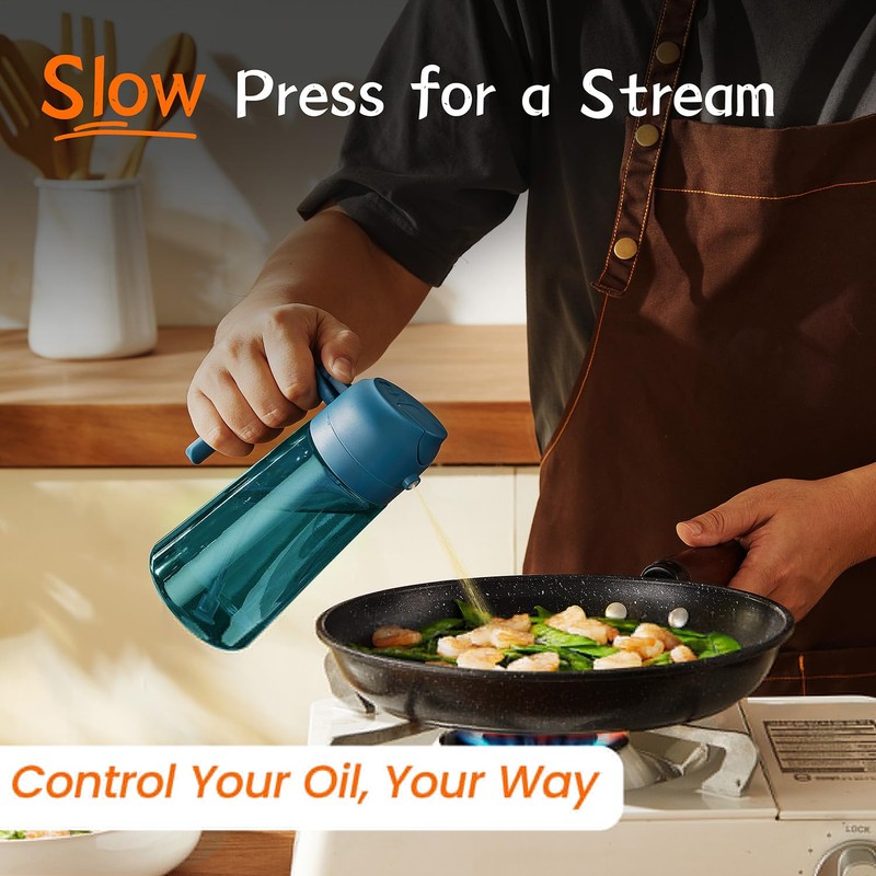 TrendPlain 16oz/470ml Blue Glass Olive Oil Sprayer for Cooking -