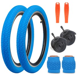 WEEROCK Bike Tire 20 Inch Child Bike Tires 2 Pack 20 x 2.125 Folding Bead Replacement Tyre with 20 Inch Inner Tubes for 20 Inch Kid Bicycles, Children MTB, Mountain Bike, BMX, Blue