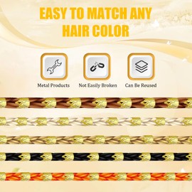 Debbery 30 Pcs Gold Hair Accessories with Electroplating Process, Adjustable Metal Dreadlock Accessories for Gold Hair Cuffs Dreadlock Machine