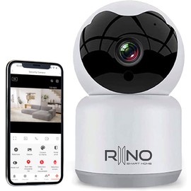 RIINO Indoor WiFi Surveillance Camera, Full HD 2MP, Baby Phone Audio Video, Night Vision 8-10m, Motion Detection and Tracking, Indoor Bi-Directional Audio 355°