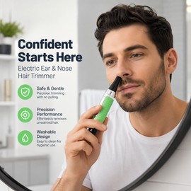 4-in-1 Electric Ear and Nose Hair Trimmer for Men and Women – Personal Facial Grooming Razor with Eyebrow Combs and Cleaning Brush