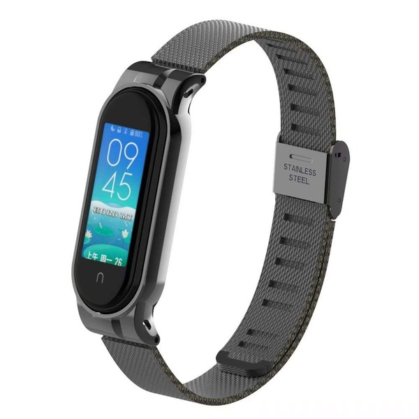 T-BLUER Band Compatible with Xiaomi Mi Band 5/Mi Band 6 Bands,Stainless Steel Metal Wrist Strap Wristband WatchBand Bracelet Accessories for Xiaomi Miband 5/6,No Tracker Included