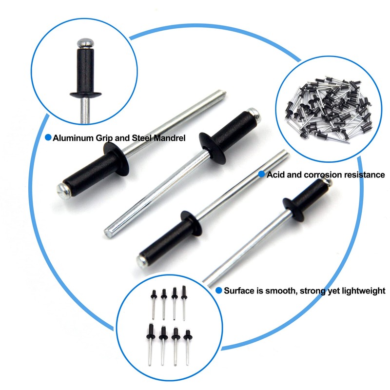 420pcs Pop Rivets, BESTYCHAO 8 Sizes Aluminum Blind Rivets, M3.2
