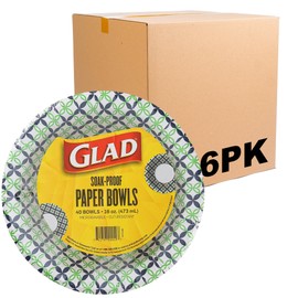 Glad Round Disposable Paper Bowls with Happy Daisies Design | Soak Proof, Cut-Resistant, Microwaveable Heavy Duty Disposable Bowls | 16 oz, Cute Design Floral Paper Bowls, 40 Count - 6 Pack