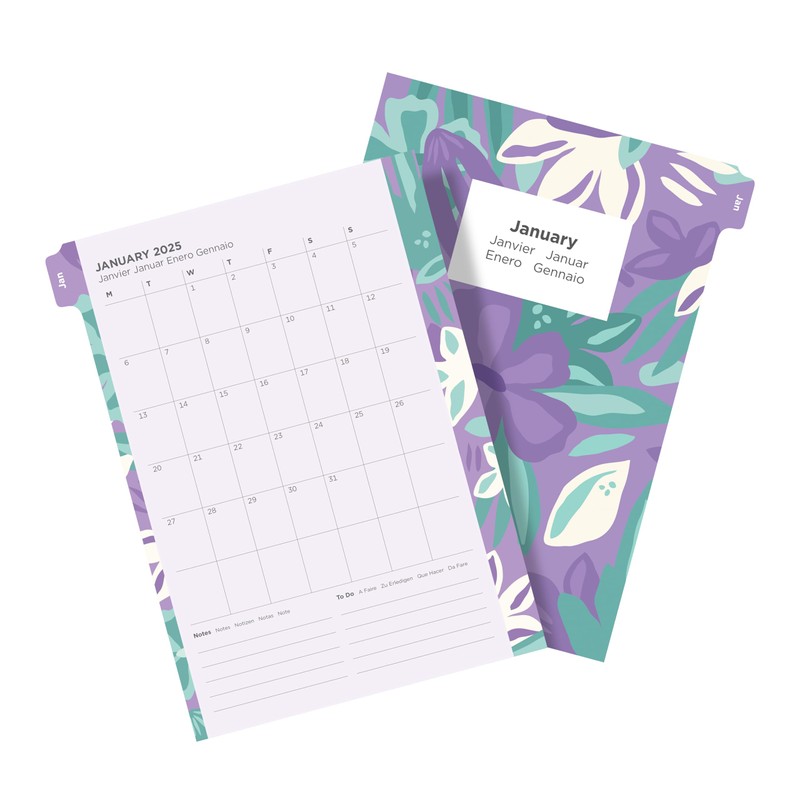 A5 Illustrated Floral Week on two pages Diary and Fill