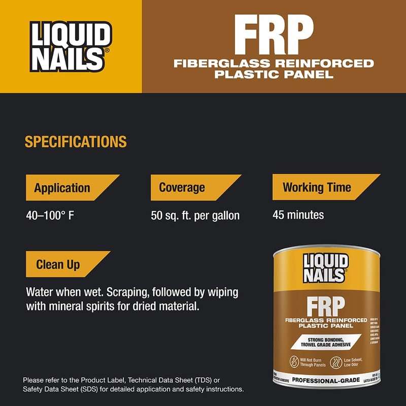 Liquid Nails Fiberglass Reinforced Panel Adhesive (FRP-310) 3.5 gal, White,