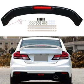 munirater Rear Trunk Spoiler Wing Lip SI Style Black with Brake Light Replacement for Civic 4 Door 2012-2015