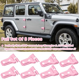 Door Hinge Cover Trim Exterior Accessories Decoration for 2018-2023 Jeep Wrangler JL JLU Sport Sahara Freedom Rubicon Unlimited Gladiator JT 2-Door & 4-Door (Pink 8PCS)