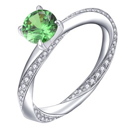YL Engagement Ring Wedding Ring 925 Sterling Silver cut May Birthstone Simulated Emerald Ring for Bride Women(SizeT)