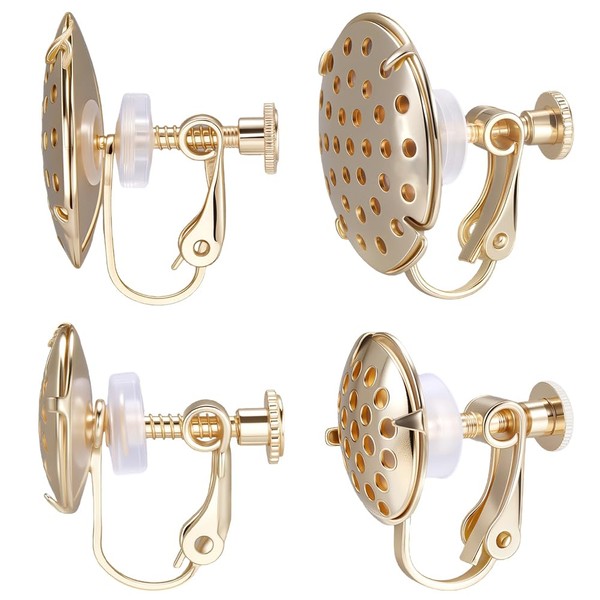 Beebeecraft 1 Box 8Pcs 2 Size Clip-on Earring Findings 18K