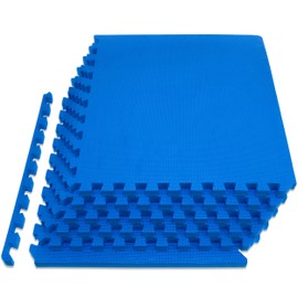ProsourceFit Extra Thick Puzzle Exercise Mat , EVA Foam Interlocking Tiles for Protective, Cushioned Workout Flooring for Home and Gym Equipment, Blue - 3/4 inch - 24 Sq Ft - 6 Tiles