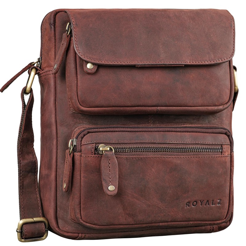 ROYALZ 'Florida' Men's Small Leather Vintage Look Shoulder Bag Men's