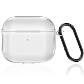 Geekboy Soft TPU Case Cover Compatible for AirPods 3 (2021) with Keychain Portable Shockproof and Dustproof See-Through Protective Cover, Front LED Visible, AirPods 3 Accessories - Clear