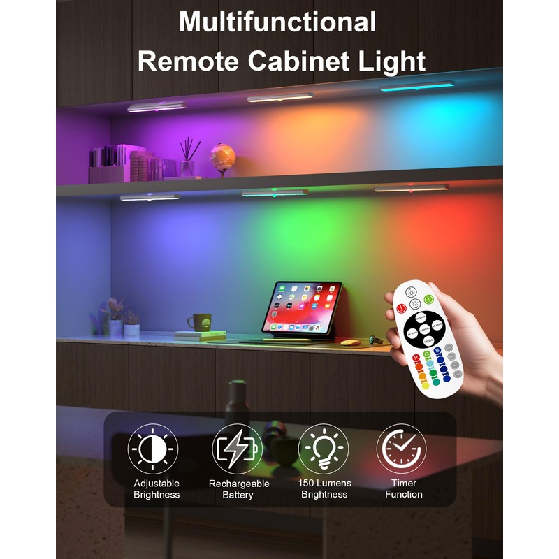 SZOKLED Under Cabinet Lights Wireless, 48-LED Under Cabinet Lighting Rechargeable,