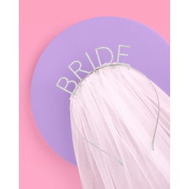 xo, Fetti xo, Fetti Bride Rhinestone Headband with Detachable Veil | Bachelorette Party Decorations, White Headpiece Bridal Shower Gift, Bridesmaid Favors, Engagement Accessory