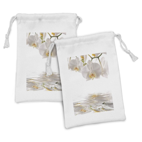 Ambesonne Flower Fabric Pouch Set of 2, Pure Romantic Orchids