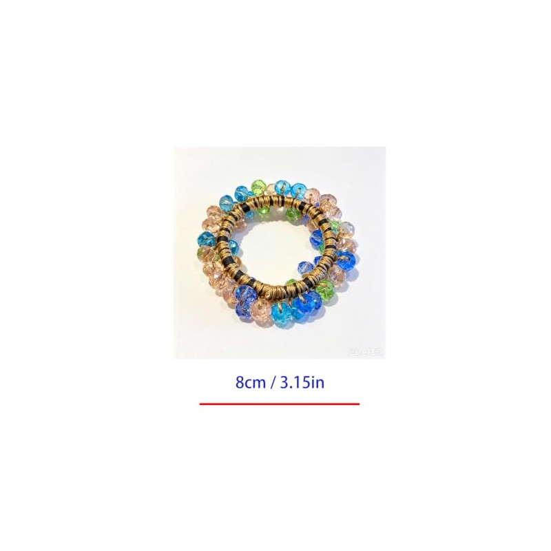 Crystal Beaded Hair ties Scrunchies, Pink and Blue Glass Beads,