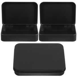SEWACC Playing Card Case Pack of 3 Black Playing Card Boxes Made of Tinplate Storage Box Card Holder Card Deck Case Empty Poker Card Container Organiser