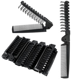 Qjaiune 24PCS Travel Foldable Brush Comb Portable Folding Comb, Anti-Static Hair Comb Mini Pocket Comb, Double Headed Hair Brush Hairdressing Tools Plastic Folding Comb for Men Women (Black)