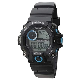 Klefer TS-D156-BL Digital Wristwatch, Waterproof, Multi-functional, Urethane Strap, Black, Dial color - black, Watch Alarm, Stopwatch, Simple
