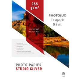 Photolux Sample Pack/Testpack A4-5 Sheets Photo Paper (StudioSILVER 255 GSM (Glossy))