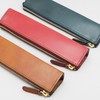 Slip-on Zipper Pencil Case S Rio Italian Leather Leather Navy