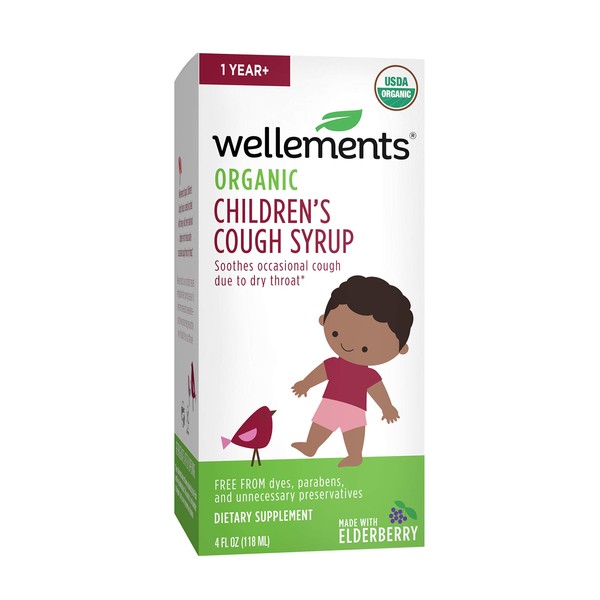 Wellements Organic Kids Cough Syrup, 4 Fl Oz, Free from Dyes, Parabens, Preservatives
