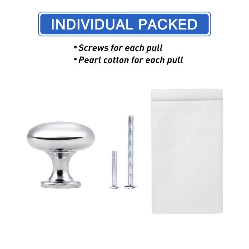 NIZADO 12 Pack Polished Chrome Cabinet Knobs,1-3/16 Inch(29.5mm) Solid Drawer