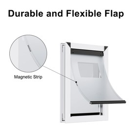 Aluminum Medium Dog Door for Door, Doggie Door with Double Magnetic Flaps, Two Sliding Lock Panels Included, Pet Door for Small Dogs and Large Cats up to 40lbs
