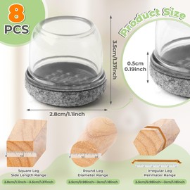 GQIRIL Chair Leg Floor Protectors - 8PCS Round Chair Feet Protectors Caps for Hardwood Floors, Silicone Non Slip Felt Furniture Pads, Wrapped Thickening Table Stools Leg Cover Cups (Fit: 0.98"-1.18")