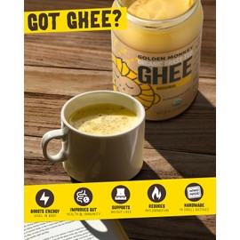 GOLDEN MONKEY Grass Fed Ghee Clarified Butter for Energy, Gut, and Immune Health Support – Organic Ghee Butter for Spread, Cooking, Baking, and Sauteing (8oz)