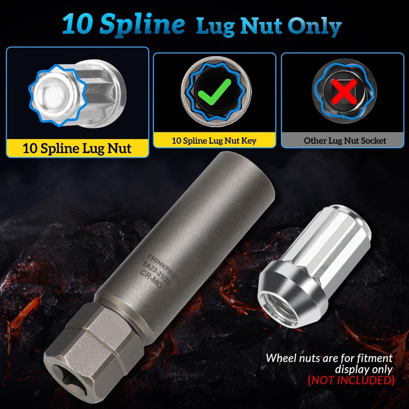 Thinkpro 10 Spline Lug Nut Socket,Compatible with Bimecc 10 Point