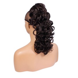 Ponytail Claw Clip - Dark Brown - Curly - 17in / 43cm - 160g - Reversible - Heat Resistant Hair Piece