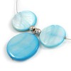 Avalaya Delicate Floating Light Blue Shell Bead Wire Necklace in
