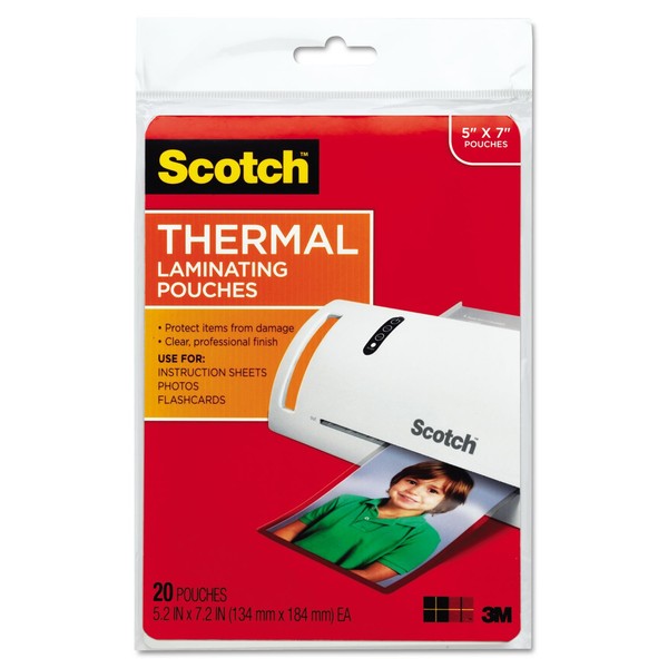Photo Size Thermal Laminating Pouches, 5 Mil, 7 X 5,