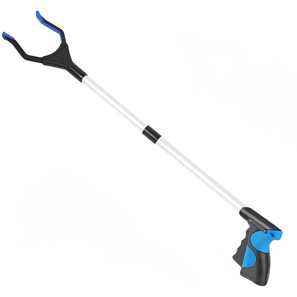 Litter Picker,32" Heavy Duty Grabber Stick for Disabled,Foldable Grabber Reacher Tool with Magnetic, Helping Hand Grabbers for Home(Blue)