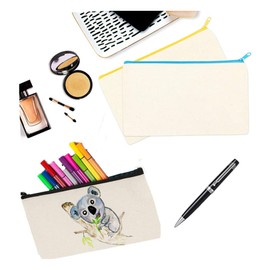 Loopunk DIY White Canvas Pencil Case, 16 Colored Zippers, 21x12cm, Unisex, Pattern, 0.2kg