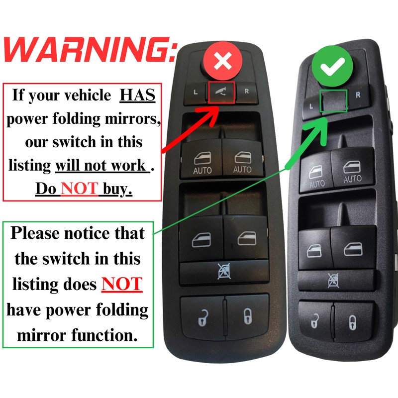 SWITCHDOCTOR Window Master Switch for 2012-2016 Chrysler Town & Country;