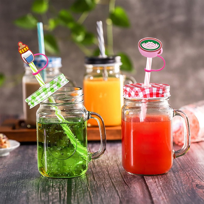 MOXLLERY 6Pcs Silicone Straw Covers Cap, Eco-Friendly, Unique Design, Reusable,