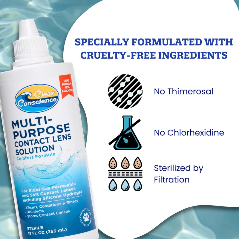 Cruelty-Free Contact Lens Solution 12oz - Multipurpose Cleaner & Sterile